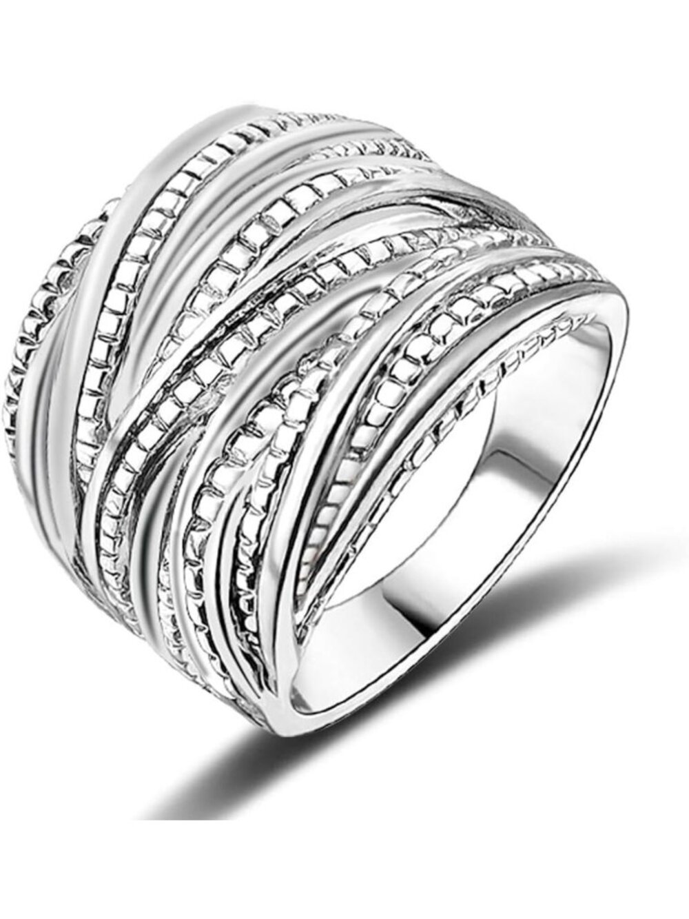 Chic 2-Tone Intertwined Crossover Statement Ring | Chunky Band for Women
